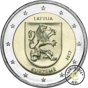 LETONIA 2017 2 EUROS CONMEMORATIVA UNC - REGION DE KURZEME - S/C.