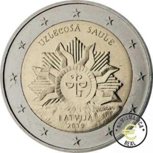 LETONIA 2019 2 EUROS CONMEMORATIVA UNC - EL SOL NACIENTE - S/C.