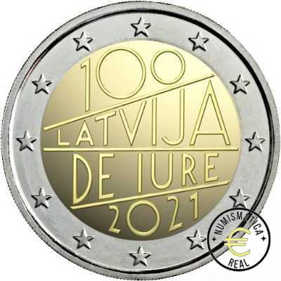 LETONIA 2021 2 EUROS CONMEMORATIVA UNC - 100 AÑOS DEL IURE - S/C.
