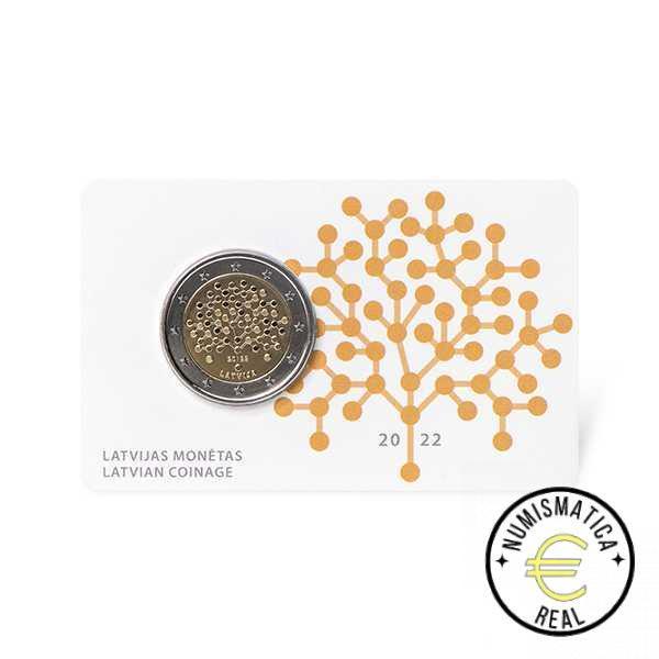LETONIA 2022 2 EUROS CONMEMORATIVA BU - ALFABETIZACION FINANCIERA - EN COINCARD - BU. - Imagen 2