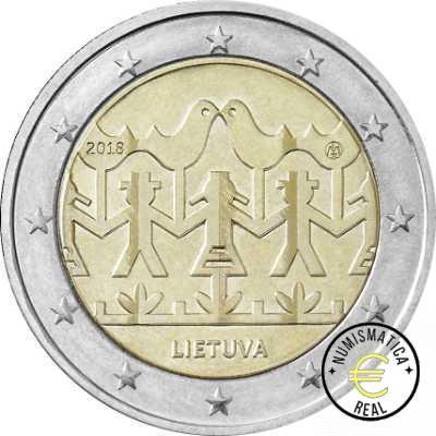 LITUANIA 2018 2 EUROS CONMEMORATIVA UNC - FESTIVAL DE LA CANCION Y LA DANZA LITUANIA 2018 - S/C.