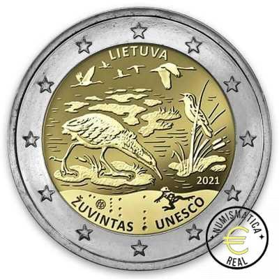 LITUANIA 2021 2 EUROS CONMEMORATIVA UNC - RESERVA NATURAL DE ZHUVINTAS - S/C.