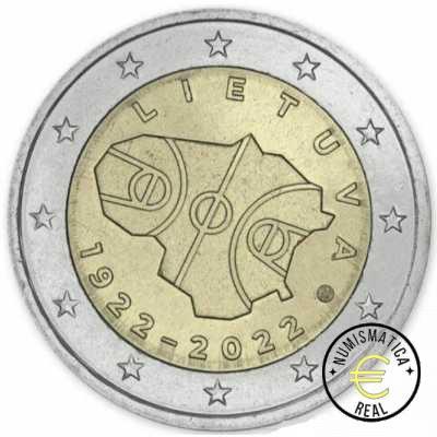 LITUANIA 2022 2 EUROS CONMEMORATIVA UNC - 100 AÑOS DE BALONCESTO EN LITUANIA - S/C.