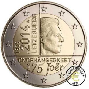 LUXEMBURGO 2014 2 EUROS CONMEMORATIVA UNC - 175 AÑOS DE INDEPENDENCIA DE LUXEMBURGO - S/C.