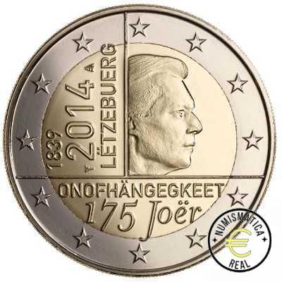 LUXEMBURGO 2014 2 EUROS CONMEMORATIVA UNC - 175 AÑOS DE INDEPENDENCIA DE LUXEMBURGO - S/C.