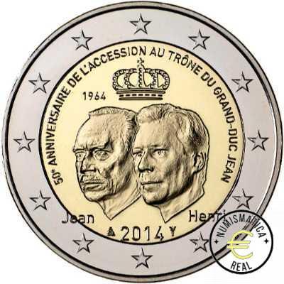 LUXEMBURGO 2014 2 EUROS CONMEMORATIVA UNC - ASCENSION AL TRONO DEL DUQUE JEAN - S/C.