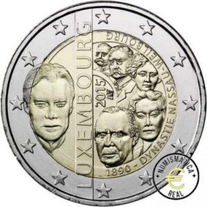 LUXEMBURGO 2015 2 EUROS CONMEMORATIVA UNC - 125 ANIVERSARIO DE LA DINASTIA NASSAU-WEILBURG - S/C.