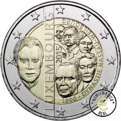 LUXEMBURGO 2015 2 EUROS CONMEMORATIVA UNC - 125 ANIVERSARIO DE LA DINASTIA NASSAU-WEILBURG - S/C.