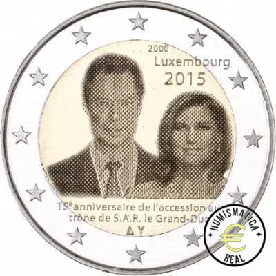 LUXEMBURGO 2015 2 EUROS CONMEMORATIVA UNC - 15 AÑOS ASCENSION AL TRONO - S/C.