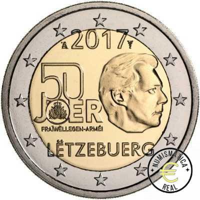 LUXEMBURGO 2017 2 EUROS CONMEMORATIVA UNC - 50 ANIVERSARIO DEL SERVICIO MILITAR VOLUNTARIO EN LUXEMBURGO - S/C.