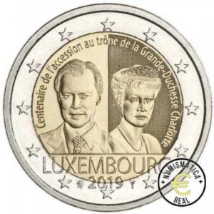 LUXEMBURGO 2019 2 EUROS CONMEMORATIVA UNC - 100 ANIV. ASCENSION DE GRAN DUQUESA CARLOTA - S/C.