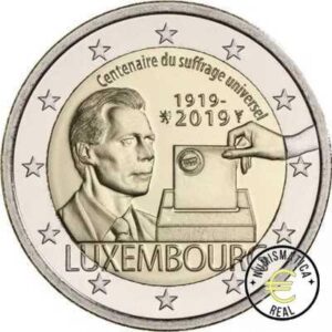 LUXEMBURGO 2019 2 EUROS CONMEMORATIVA UNC - 100 ANIV. SUFRAGIO UNIVERSAL EN LUXEMBURGO - S/C.