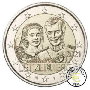 LUXEMBURGO 2021 2 EUROS CONMEMORATIVA UNC - MATRIMONEO GRANDES DUQUES - VERSION RELIEVE - S/C.