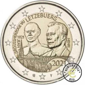LUXEMBURGO 2021 2 EUROS CONMEMORATIVA UNC - NACIMIENTO DUQUES JEAN - VERSION RELIEVE - S/C.