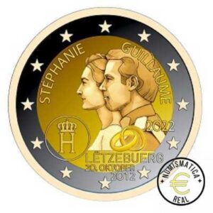 LUXEMBURGO 2022 2 EUROS CONMEMORATIVA UNC - 10º ANVIVERSARIO BODA DE LOS HEREDEROS GUILLERMO Y ESTEFANIA - S/C.