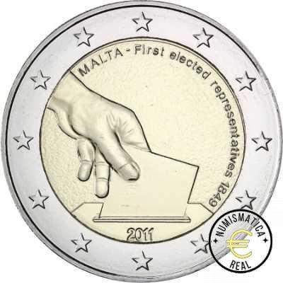 MALTA 2011 2 EUROS CONMEMORATIVA PROOF - PRIMERAS ELECCIONES DE 1849 - EN ESTUCHE OFICIAL BE. PP - Imagen 2