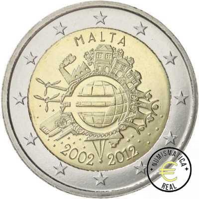 MALTA 2012 2 EUROS CONMEMORATIVA UNC - 10 ANIV. DE LA UNION EUROPEA - TYE - S/C.