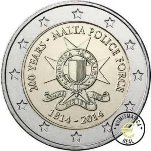MALTA 2014 2 EUROS CONMEMORATIVA UNC - 200 ANIV. CUERPO DE POLITICA - S/C.