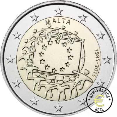 MALTA 2015 2 EUROS CONMEMORATIVA UNC - 30 ANIV. DE LA BANDERA EUROPEA - S/C.