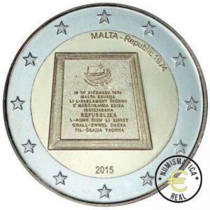 MALTA 2015 2 EUROS CONMEMORATIVA UNC - REPUBLICA DE 1974 - S/C.
