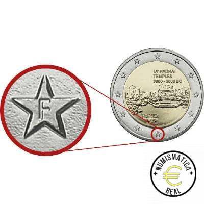 MALTA 2019 2 EUROS CONMEMORATIVA UNC - TEMPLOS DE TA' HAGRAT - CECA FRANCESA LETRA F - S/C.