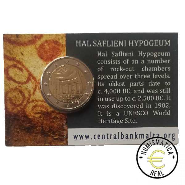 MALTA 2022 2 EUROS CONMEMORATIVA - TEMPLO HIPOGEO DE HAL SAFLIENI EN COINCARD OFICIAL - BU.