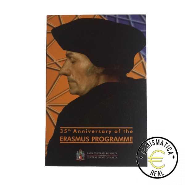 MALTA 2022 2 EUROS CONMEMORATIVA UNC - 35º ANV. PROGRAMA ERASMUS EN COINCARD OFICIAL (CARTERA) - BU.