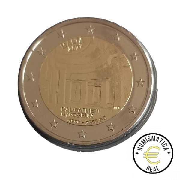 MALTA 2022 2 EUROS CONMEMORATIVA - TEMPLO HIPOGEO DE HAL SAFLIENI EN COINCARD OFICIAL - BU. - Imagen 2