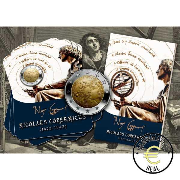 MALTA 2023 2 EUROS CONMEMORATIVA UNC - 550º ANV. NICOLAS COPERNICO EN COINCARD OFICIAL (CARTERA) - BU.