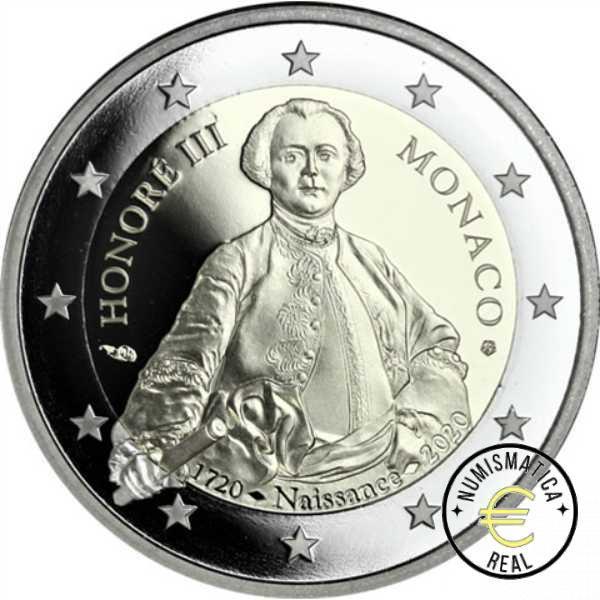 MONACO 2020 2 EUROS CONMEMORATIVA PROOF - 300 ANIVERSARIO PRINCIPE HONORATO III - EN ESTUCHE OFICIAL BE. PP - Imagen 2