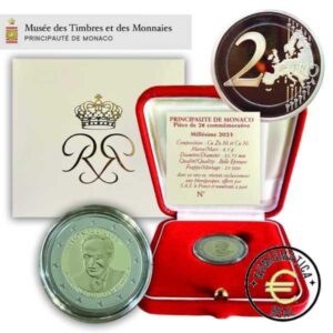 MONACO 2023 2 EUROS CONMEMORATIVA PROOF - 100 ANIVERSARIO DEL NACIMIENTO DEL PRINCIPE RAINIERO III - EN ESTUCHE OFICIAL BE. PP