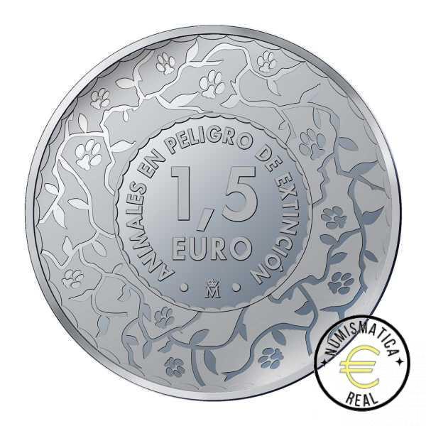 ESPAÑA 2022 1,5 EUROS CONMEMORATIVA 16º MONEDA - NUTRIA GIGANTE - ANIMALES EN EXTINCION - EN COLOR UNC. - Imagen 2