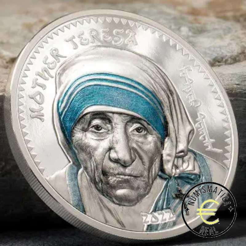 MONGOLIA 2022 1000 TOGROG - 1 Oz DE PLATA "MADRE TERESA DE CALCUTA" MONEDA EN COLOR PROOF. - Imagen 2