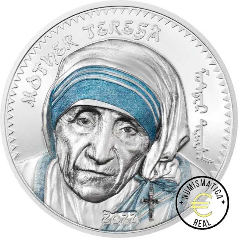 MONGOLIA 2022 1000 TOGROG - 1 Oz DE PLATA "MADRE TERESA DE CALCUTA" MONEDA EN COLOR PROOF.
