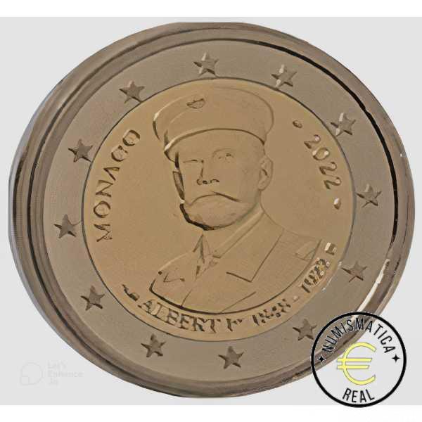 MONACO 2022 2 EUROS CONMEMORATIVA PROOF - 100 ANIVERSARIO MUERTE ALBERTO I - EN ESTUCHE OFICIAL BE. PP - Imagen 2