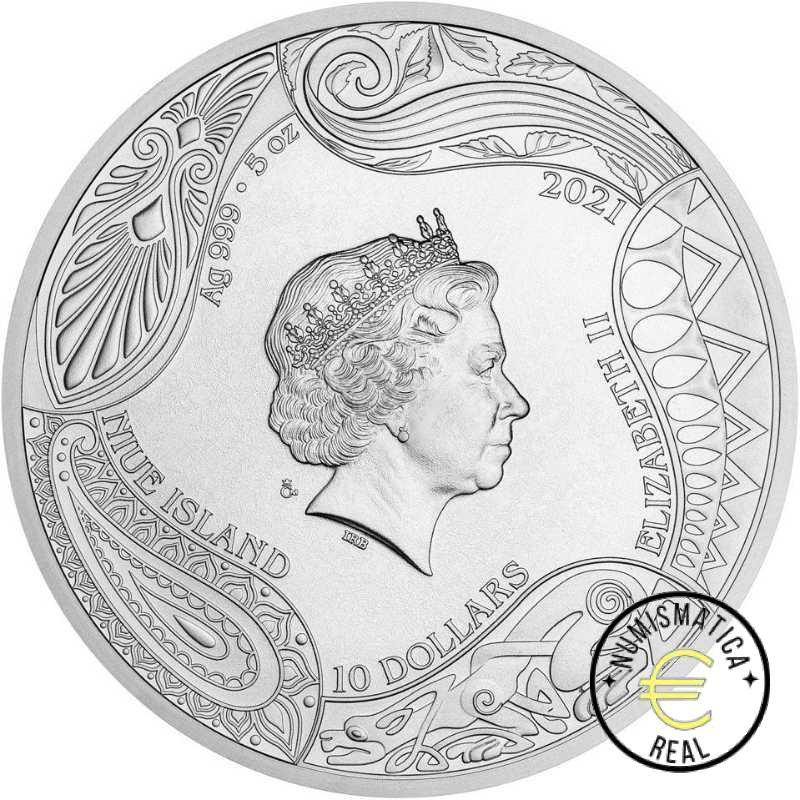 NIU 2021 10$ DOLARES - 5 Oz DE PLATA "BASTET - DIOSA UNIVERSAL" EGIPTO, MONEDA PROOF. PP. - Imagen 2