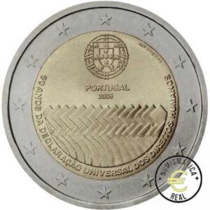 PORTUGAL 2008 2 EUROS CONMEMORATIVA UNC - 60 ANIV. DRECHOS HUMANOS - S/C.