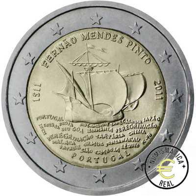 PORTUGAL 2011 2 EUROS CONMEMORATIVA UNC - 500 ANV. FERNAO MENDES PINTO - S/C.