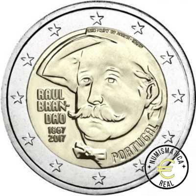 PORTUGAL 2017 2 EUROS CONMEMORATIVA UNC - 150 AÑOS DEL NACIMIENTO DE RAUL BRANDAO - S/C.