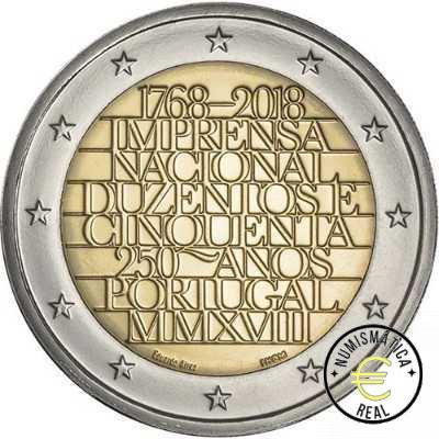 PORTUGAL 2018 2 EUROS CONMEMORATIVA UNC - 250 AÑOS DE LA IMPRENTA NACIONAL - S/C.
