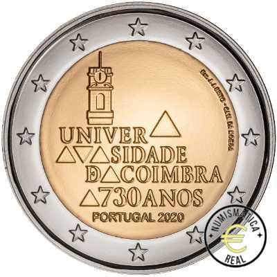 PORTUGAL 2020 2 EUROS CONMEMORATIVA UNC - 730 ANIVERSARIO UNIVERSIDAD DE COINMBRA - S/C.