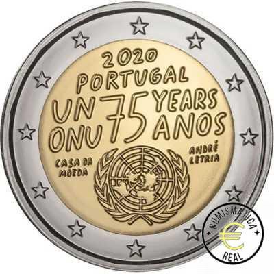 PORTUGAL 2020 2 EUROS CONMEMORATIVA UNC - 750 ANIVERSARIO NACIONES UNIDAS - S/C.