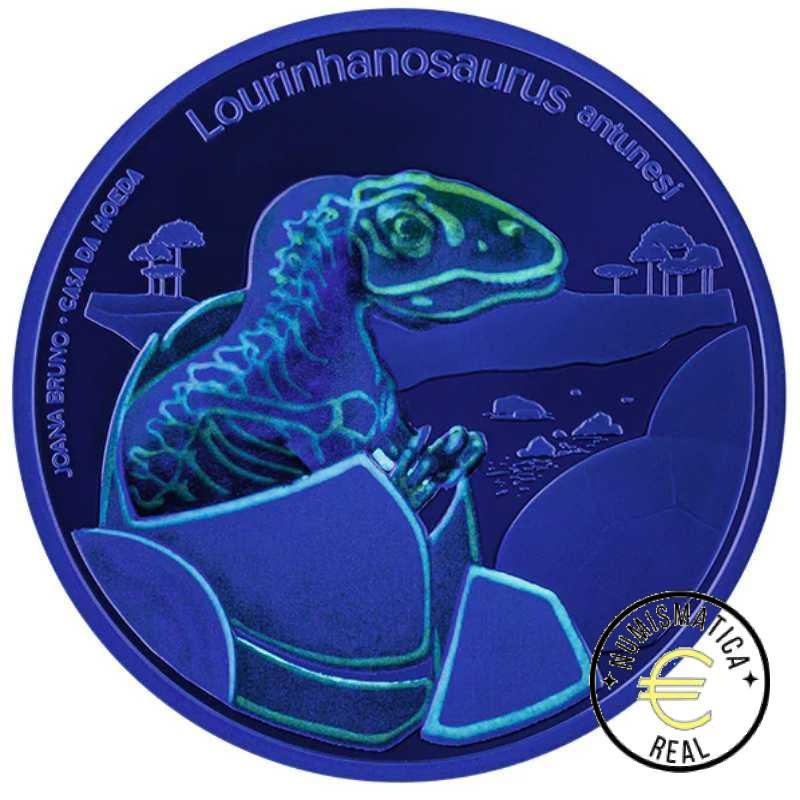 PORTUGAL 2022 5 EUROS - MONEDA DE PLATA "DINOSAURIOS - LOURINHANOSAURUS" MONEDA EN COLOR PROOF. - Imagen 3