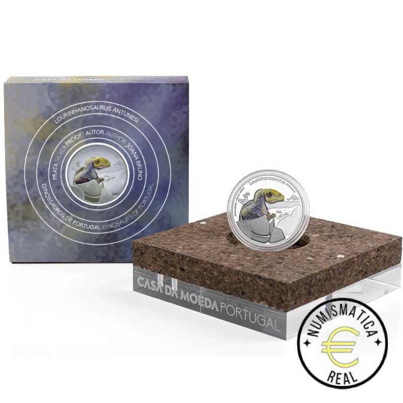 PORTUGAL 2022 5 EUROS - MONEDA DE PLATA "DINOSAURIOS - LOURINHANOSAURUS" MONEDA EN COLOR PROOF.