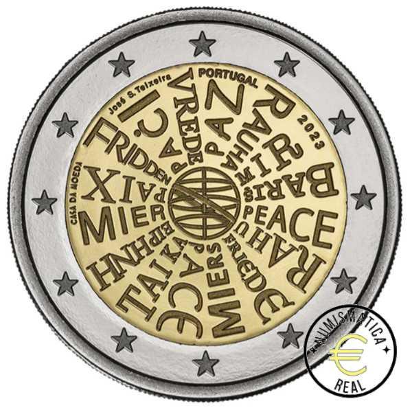 PORTUGAL 2023 2 EUROS CONMEMORATIVA UNC "PAZ ENTRE LAS NACIONES" S/C.