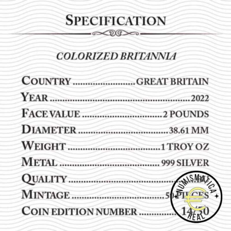 REINO UNIDO 2022 2£  POUNDS - 1 Oz DE PLATA BRITANNIA - "BANDERA RETRO" MONEDA COLOR UK. SOLO 50u. - Imagen 2
