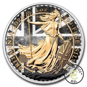 REINO UNIDO 2022 2£  POUNDS - 1 Oz DE PLATA BRITANNIA - "BANDERA RETRO" MONEDA COLOR UK. SOLO 50u.