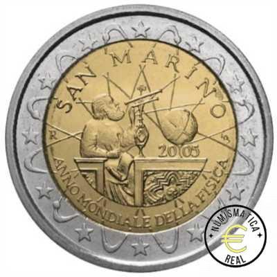 SAN MARINO 2005 2 EUROS CONMEMORATIVA BU - AÑO MUNDIAL DE LA FISICA - EN CARTERA OFICIAL. - Imagen 3