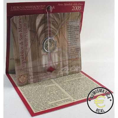 SAN MARINO 2005 2 EUROS CONMEMORATIVA BU - AÑO MUNDIAL DE LA FISICA - EN CARTERA OFICIAL. - Imagen 2