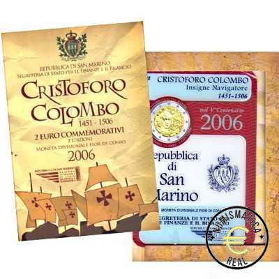 SAN MARINO 2006 2 EUROS CONMEMORATIVA BU - V CENTENARIO DE LA MUERTE DE CRISTOBAL COLON - EN CARTERA OFICIAL.